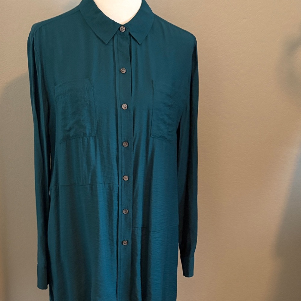 Westbound Teal Button-Up Tunic